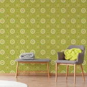 Praxis Fotobehang Seventies S733b4 - Groen - Geel - Wit - 2,70 M X 186 Cm