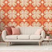 Overig Fotobehang Seventies Grafisch - Oranje - Rood - Bruin - 2,70m X 419cm