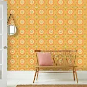 Overig Fotobehang Seventies S733a9 - Oranje - Groen - Geel - 2,70 M X 419 Cm