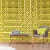 Praxis Fotobehang Seventies S732a4 - Groen - Wit - 2,70m X 186cm