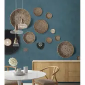 Overig Fotobehang Vanilla Lime Manden Op De Muur - Blauw - Naturel - 2,70m X 300cm