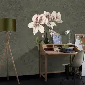 Overig Fotobehang Lelie 14278 - Army - Wit - Groen - 2,70m X 300cm