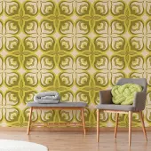 Overig Fotobehang Seventies S707b4 - Groen - Beige - 2,70 M X 186 Cm