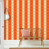 Overig Fotobehang Seventies S720a4 - Oranje - Wit - 2,70m X 186cm