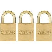 ABUS Hangslotenset Met Sleutel Kbmb1/15 - Massief Messing Voor Koffer Waterbestendig - Behuizing 15mm - Set Van 3 Stuks