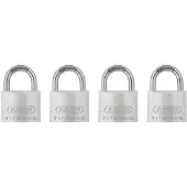 ABUS Combinatieslot Kti12/30 Titalium - Massief Aluminium Voor Kluisje - Behuizing 30mm - Set Van 4 Stuks