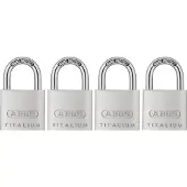 ABUS Hangslotset Met Sleutel Titalium Tkti23/30 - Aluminium Voor Kluisje - Behuizing 30mm - Set Van 4 Stuks