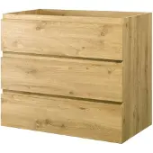 Aquazuro Wastafelonderkast Napoli 90cm - Scandinavisch Eiken - Met 3 Lades - 89,4x75x47,5cm