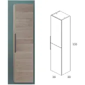 Royo Hoge Badkamerkast Indus 35cm - Berkenhout Houtlook - Met 2 Deuren - 35x150x30cm