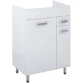 Royo Wastafelonderkast Ava 60cm - Wit Glanzend - Met 1 Lade En 3 Deuren - Met Chromen Handgrepen En Poten