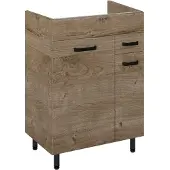 Royo Wastafelonderkast Ava 60cm - Eik Mat - Met 1 Lade - Met Zwarte Handgrepen En Poten