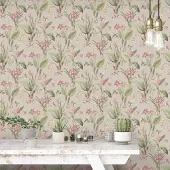 Overig Vliesbehang Secret Garden G78507 - Vergrijsd Licht Taupe - Groen - Roze - 10,00 M X 53 Cm