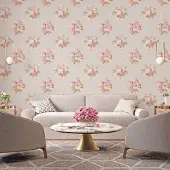 Praxis Vliesbehang Secret Garden G78501 - Vergrijsd Licht Taupe - Groen - Roze - 10,00m X 53cm