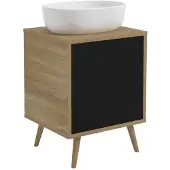 Royo Wastafelonderkast Woody 50cm - Zwart Mat / Natuurlijk Eik - Met 1 Deur - 50x56x39cm