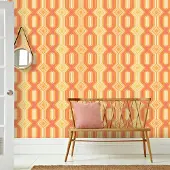Overig Fotobehang Seventies S712a9 - Oranje - Beige - 2,70m X 419cm