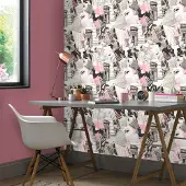 Praxis Vliesbehang Friends & Coffee 16610 - Roze - Zwart - Grijs - Wit - 10,05m X 53cm
