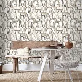 Praxis Vliesbehang Friends & Coffee 16631 - Oudzilver - Beige - Wit - Zwart - 10,05 M X 53 Cm