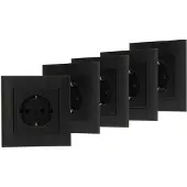 Kopp Athenis Stopcontact 1-voudig Geaard Mat-zwart 4+1 Gratis