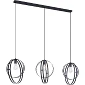 QAZQA Design hanglamp zwart rechthoekig 3-lichts - Indu