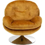 Kare design Cosy Draaibare Fauteuil - Stof Grijs - Chromen Trompetvoet