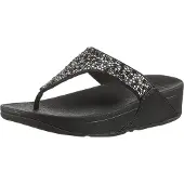FitFlop Women Lulu Crystal-Mix Toe-Post Sandals All Black-Schoenmaat 38