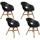 BUITEN living Karlstad dining tuinstoel set van 4 | kunststof + hardhout | zwart 1 persoon