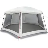 vidaXL Zwembadtent met uitneembare buiten- gaaswanden 618x532 cm grijs