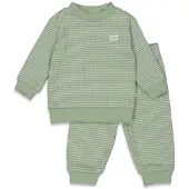 Feetje Wafel pyjama groen melange/wit Jongens/Meisjes Katoen Ronde hals - maat 122