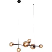 QAZQA Hotel Chique Hanglamp Donker Brons met Brons Glas 6-lichts - Monaco
