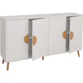 MCW Dressoir -N89, ladekast highboard dressoir, 3D design melamine hout, 88x150x40cm ~ wit