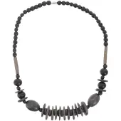 Behave – Ketting – Hout – Zwart Bruin Schijfkralen – 48 cm – Nikkelvrij – Handgemaakt
