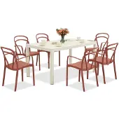 BICA King/Vague wit met rode tuinset voor 6 personen