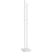 Haku kapstok, 8 haken, elk met een draagvermogen van 5 kg, bodemplaat, B 290 x D 290 x H 1760 mm, staal-/metaalbuis met poedercoating, wit
