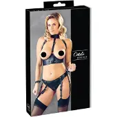 Cottelli Wetlook Open Bra and Bondage Briefs - Maat M