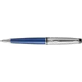 Waterman Expert Deluxe balpen | metaal-blauwe lak met palladium-gecoat detail | medium punt met blauwe inkt | Geschenkverpakking