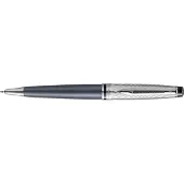 Waterman Expert Deluxe balpen | metaal-steengrijze lak met palladium-gecoat detail | medium punt met blauwe inkt | geschenkverpakking