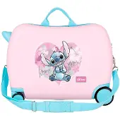 Disney Stitch Heart Rolling Suitcase 4 Wheels Soft Pink