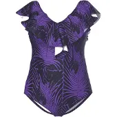 Ulla Popken Badpak violetblauw / zwart