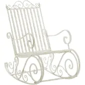 CLP Schommelstoel Relaxstoel Smilla, weerbestendig voor de tuin, metalen frame antiek/wit