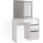 Vicco Kaptafel met licht Sherry Wit Hoogglans 90 cm met LED-spiegel, Model 40170