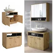 Vicco Beatrice Wastafelonderkast – 80 x 64 cm Artisanaal eiken/antraciet