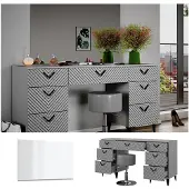 Vicco Kaptafel Anett Grijs 150 cm met spiegel en kruk, Model 40714