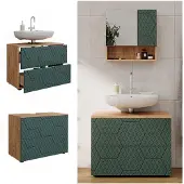 Vicco Badmeubel Irma Groen 80 x 58.6 cm met 2 laden, Model 42867