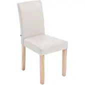 CLP Essstoel Ina, kunstleer, hoge rugleuning, crème kleur, frame in natuurlijke kleur