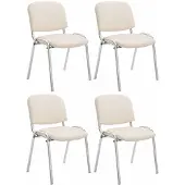 CLP Ken Set van 4 stoelen - Met Chroom - Kunstleer creme