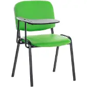 CLP stoel met inklapbaar tafelblad, kunstleer, groene bekleding met gestoffeerde zitting