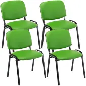 CLP Ken 4-delige set bezoekersstoelen - Kunstleer groen