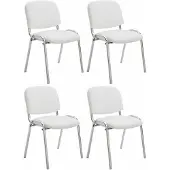 CLP Ken Set van 4 stoelen - Met Chroom - Kunstleer wit