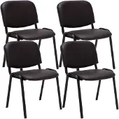 CLP Ken 4-delige set bezoekersstoelen - Kunstleer bruin