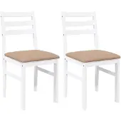 vidaXL Eetkamerstoelen met kussens 2 st massief hout rubber wit